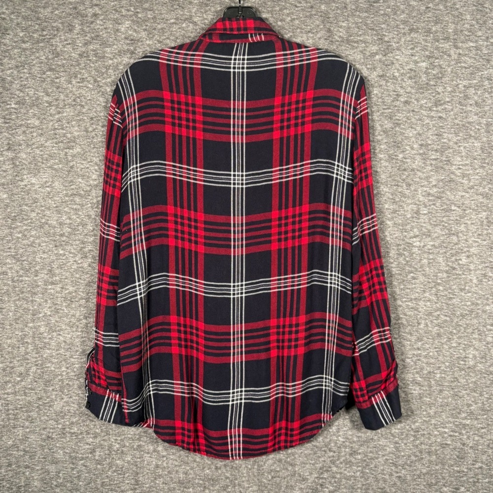 Zara Basic Plaid Button Down Shirt Womens Red Black XS Viscose - Picture 5 of 10